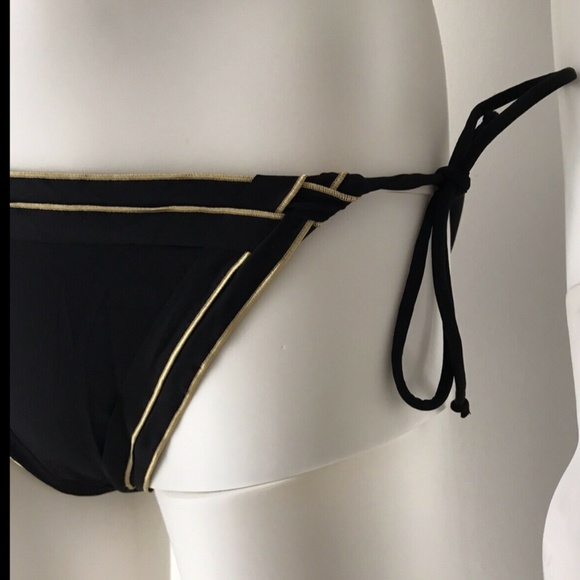 La Perla Bottom Bikini Swimsuit Black & Gold 10 - Picture 4 of 9